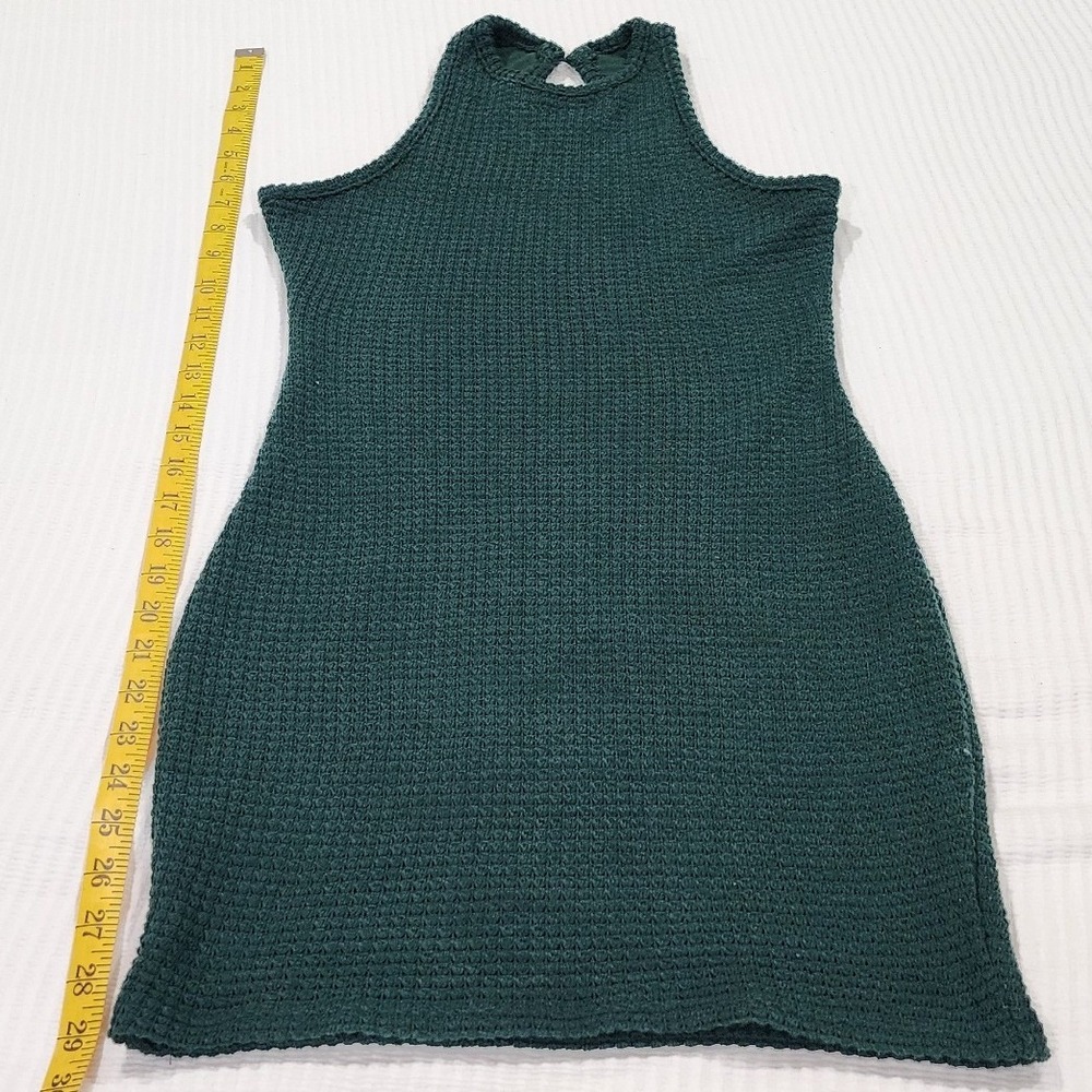 Sabrina Micro Mini Dress Forest Green Textured Knit Keyhole‎ Back XS